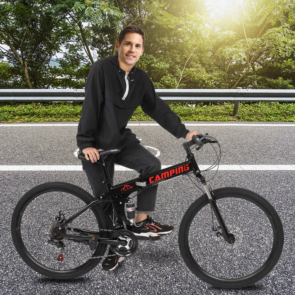 Camping Survivals Folding Mountain Bike 24 Inch 21 Speed Black Bed Bath Beyond 32930448